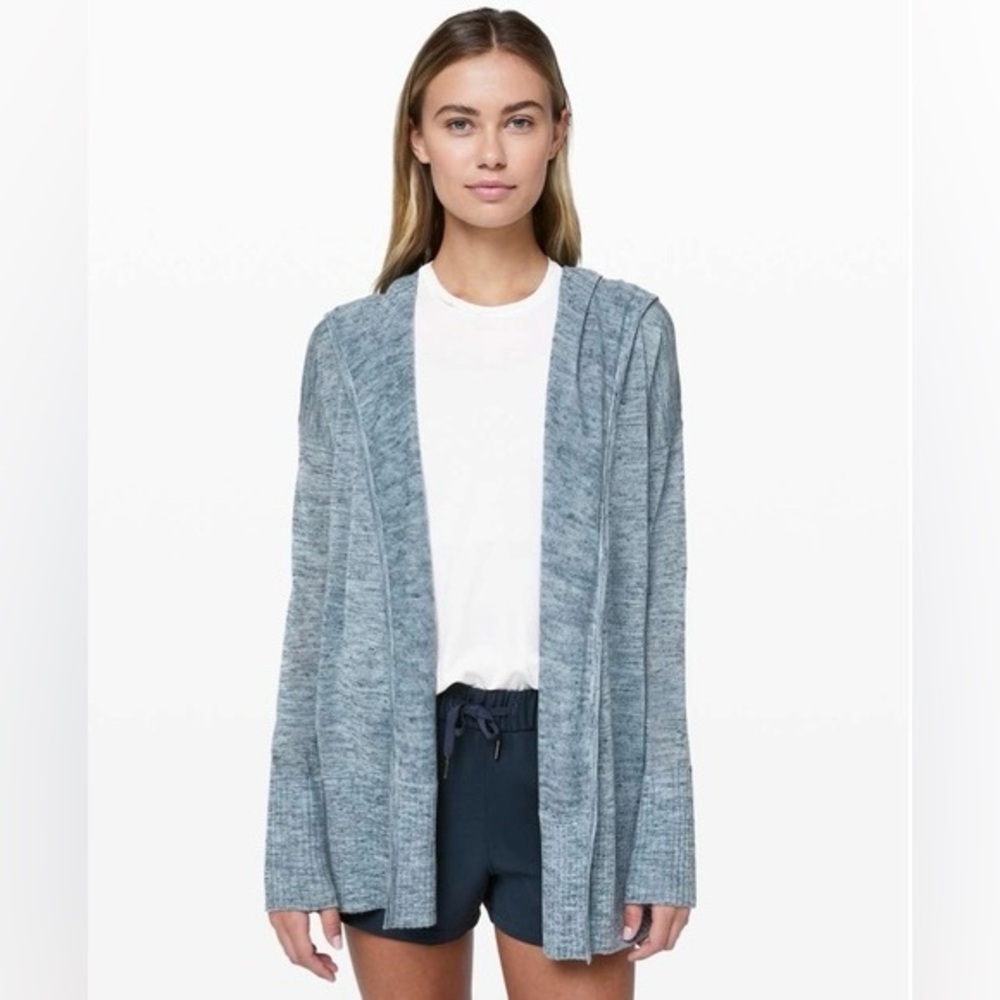 Lululemon Calm and Collected Wrap Heathered Sailboat Blue Open Cardigan Size 6